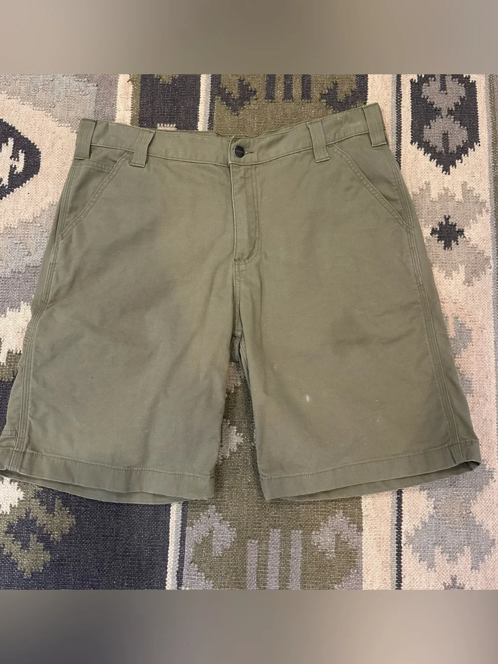 Carhartt Rugged Flex Relaxed Fit Canvas Work Shorts Sage Green BS2514-M Size 36